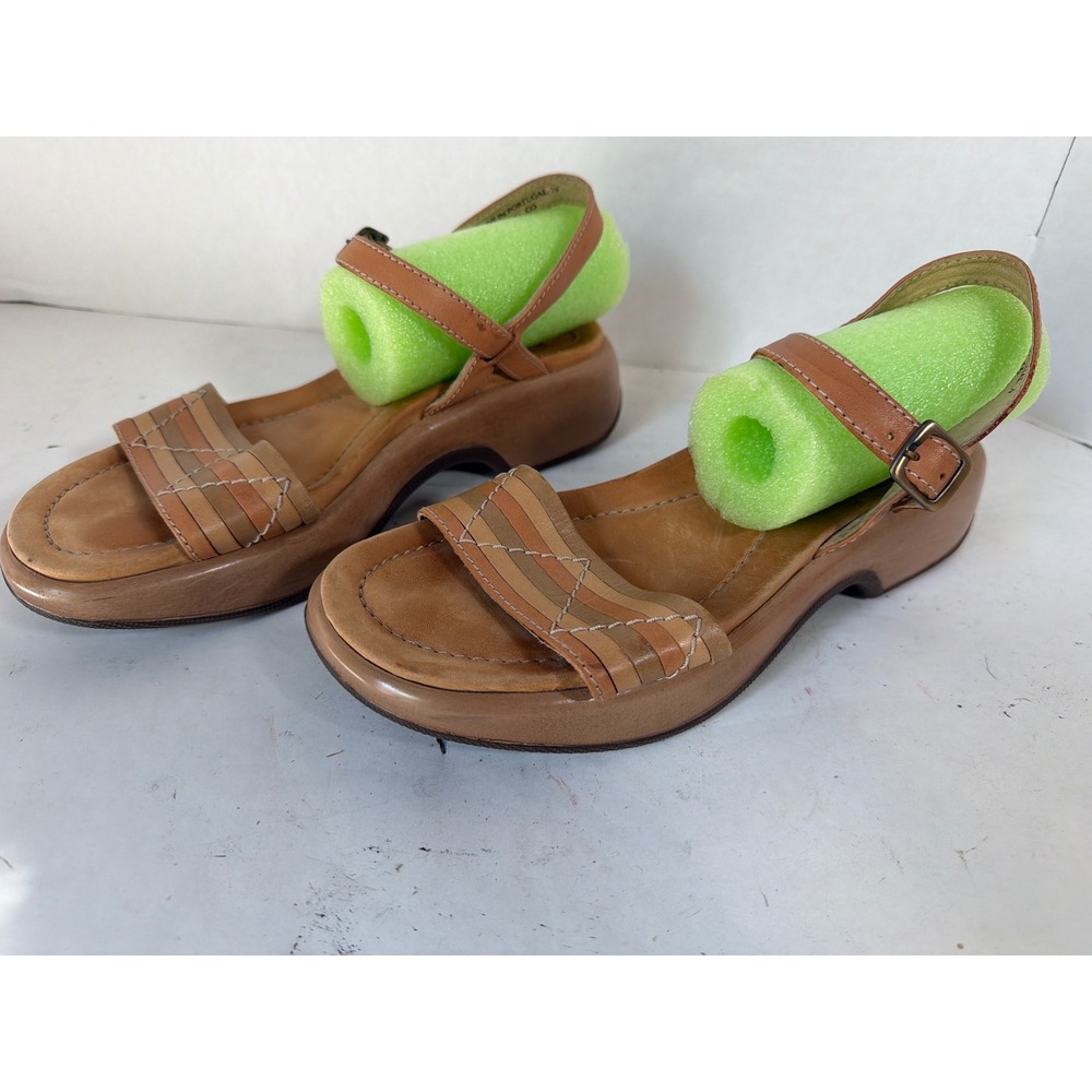 Dansko Women Brown Leather Platform Sandals Ankle Strap Portugal Size 39